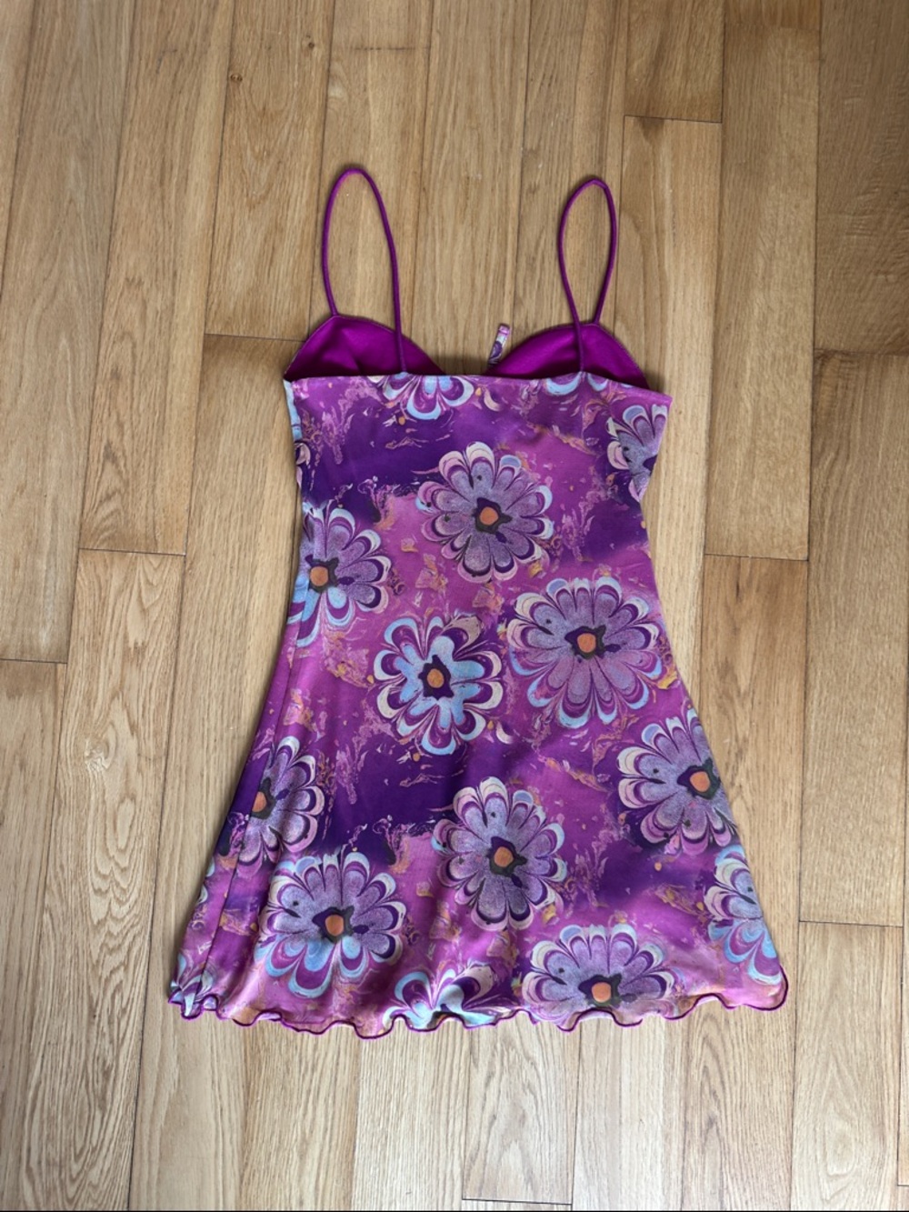 Urban Outfitters Magenta Floral Trippy Pattern Mini Dress - Picture 3 of 4